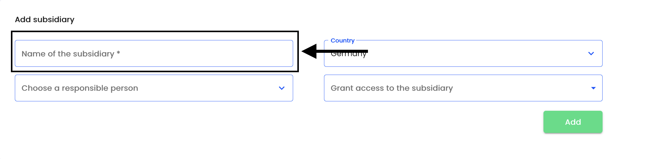 Add name subsidiary