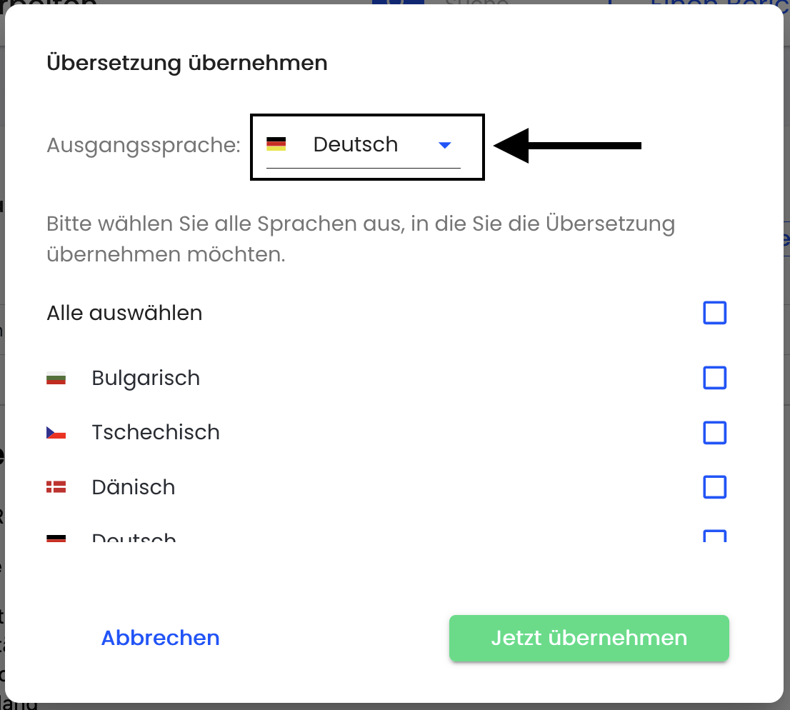 AusgangsspracheÄndernAufEnglisch