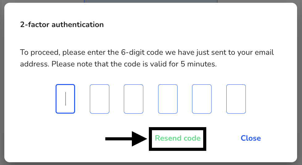 Authentification code resend