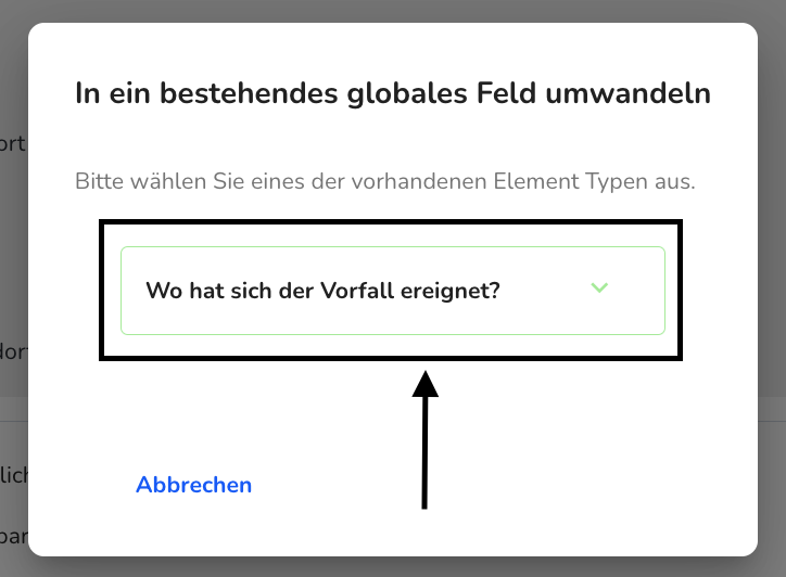 Globales feld umwandeln auswählen