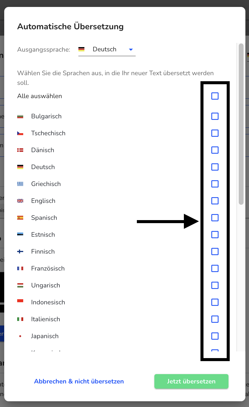 sprachen wählen