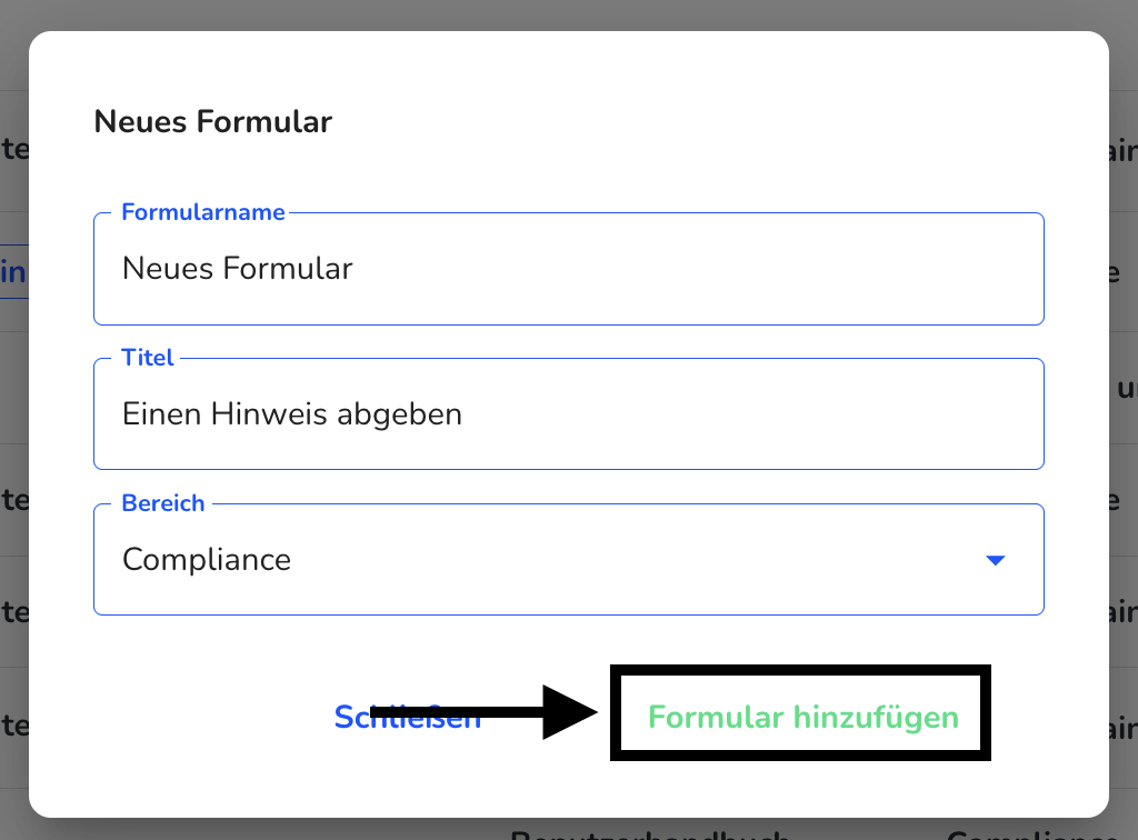 Klick Formular hinzufügen