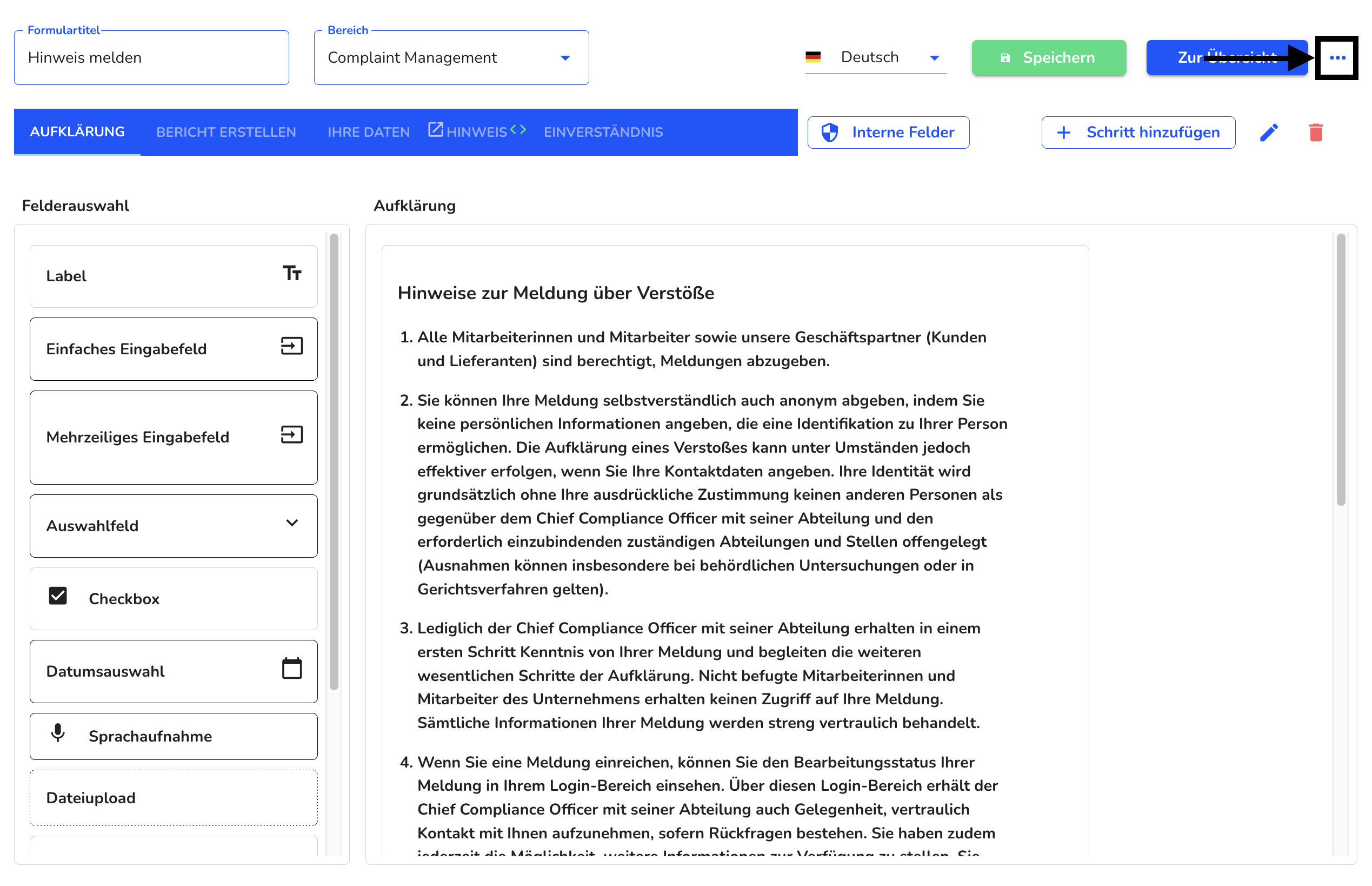 Formular und Teile davon übersetzen