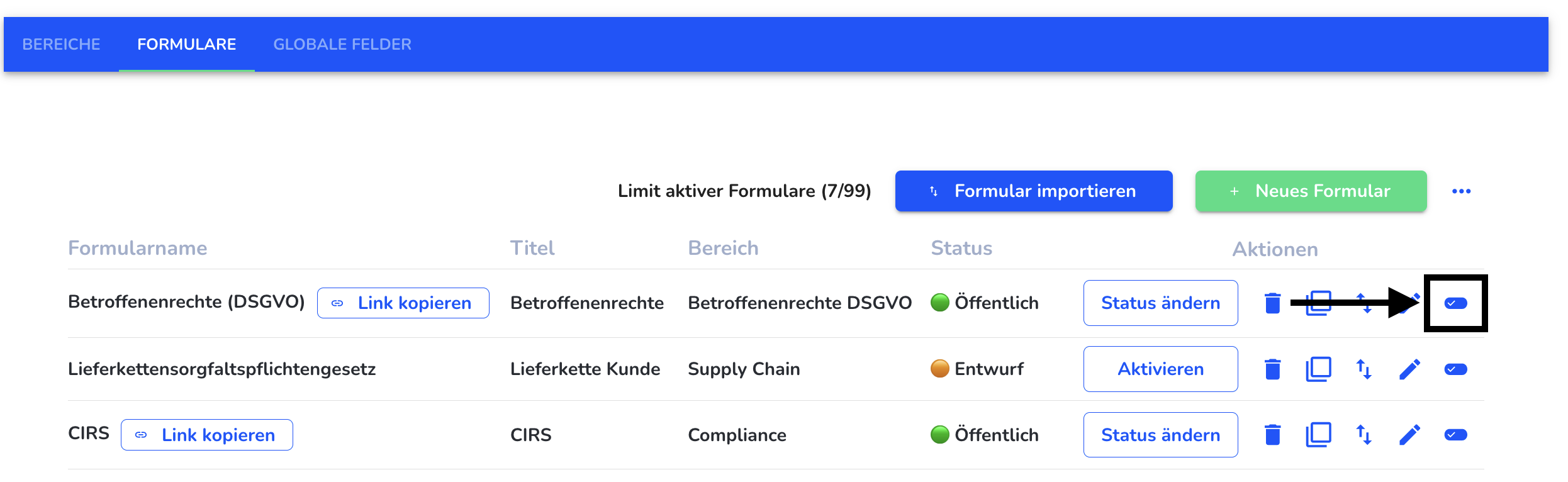 Formular umbenennen