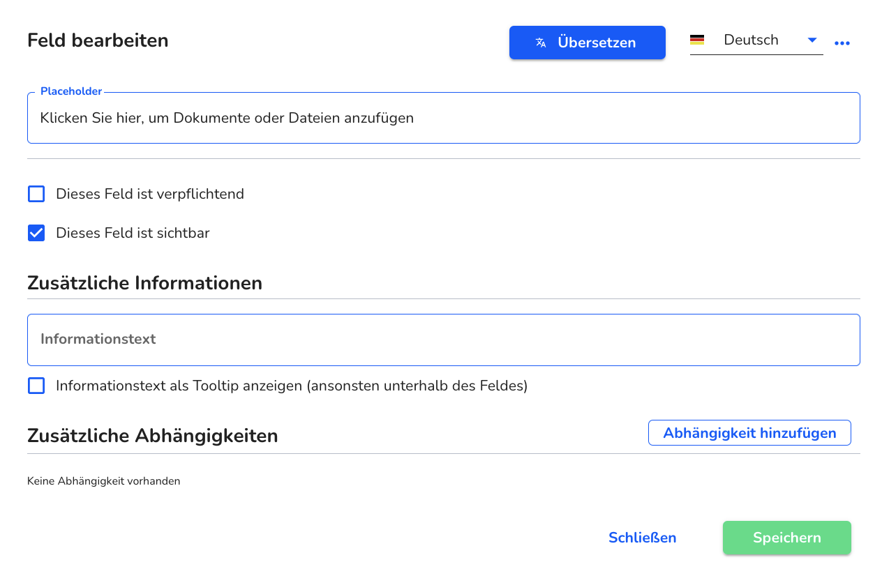 Dateiupload in Verwaltung