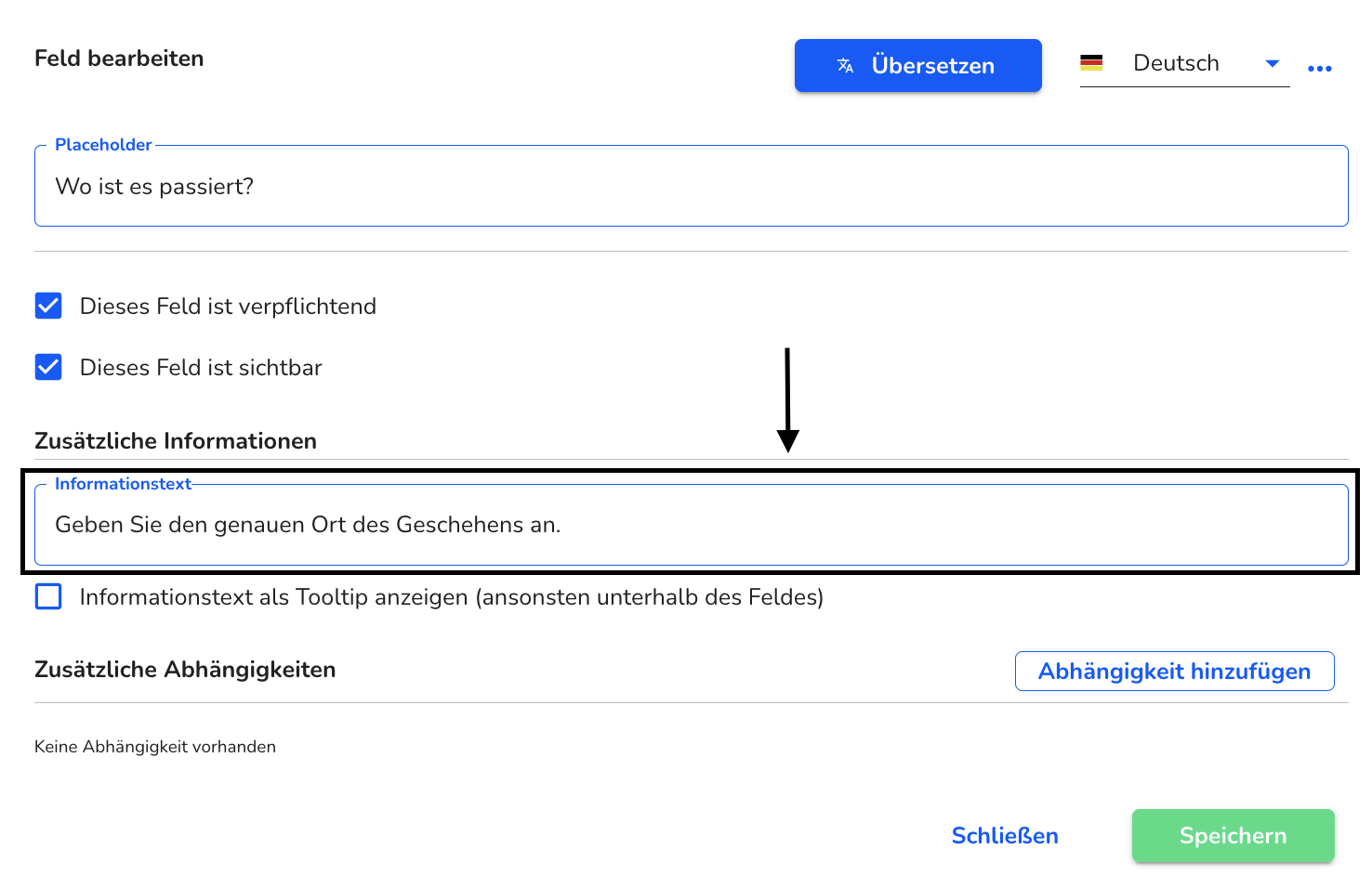 Placeholder ausfüllen