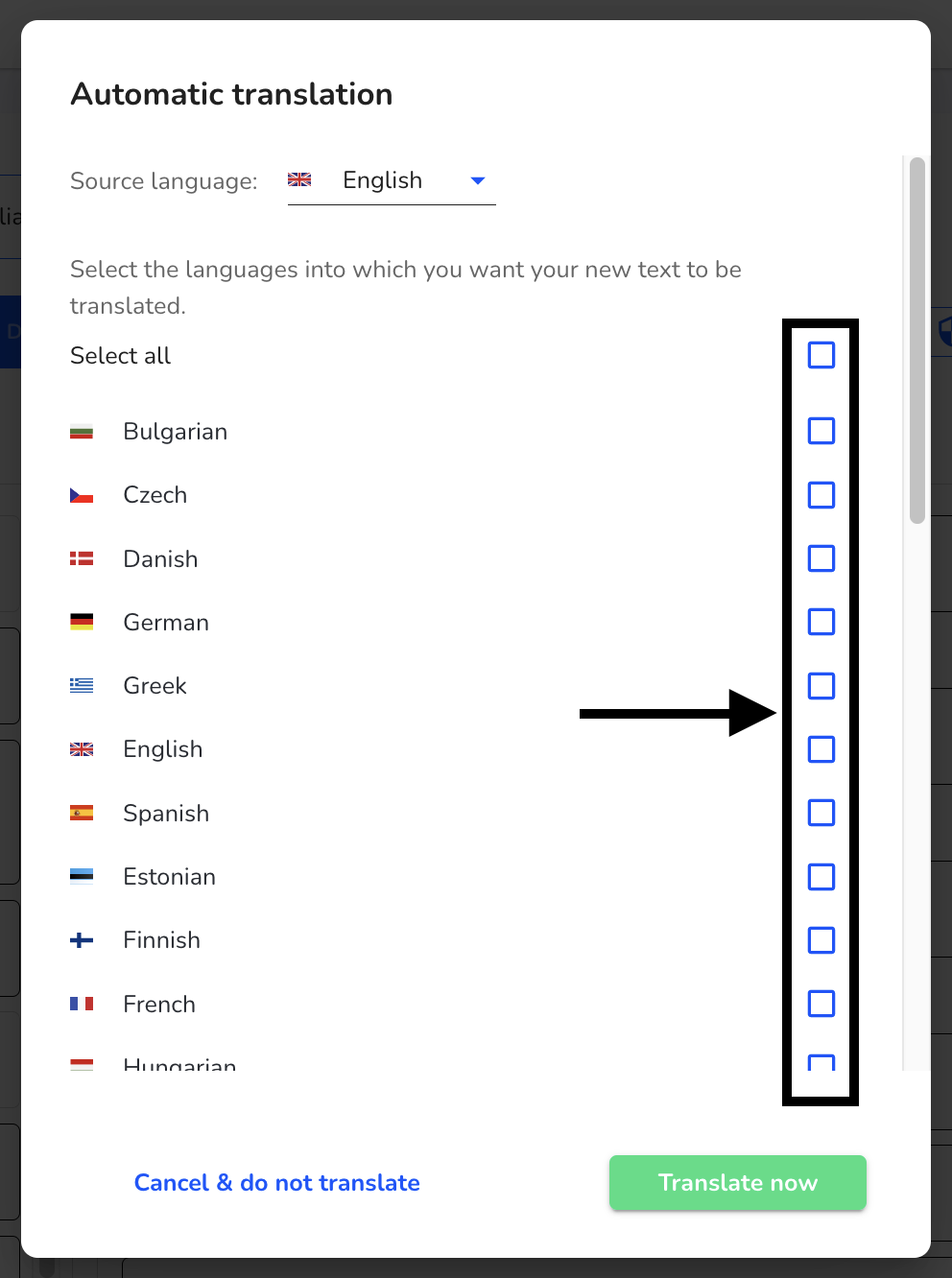 choose languages steps