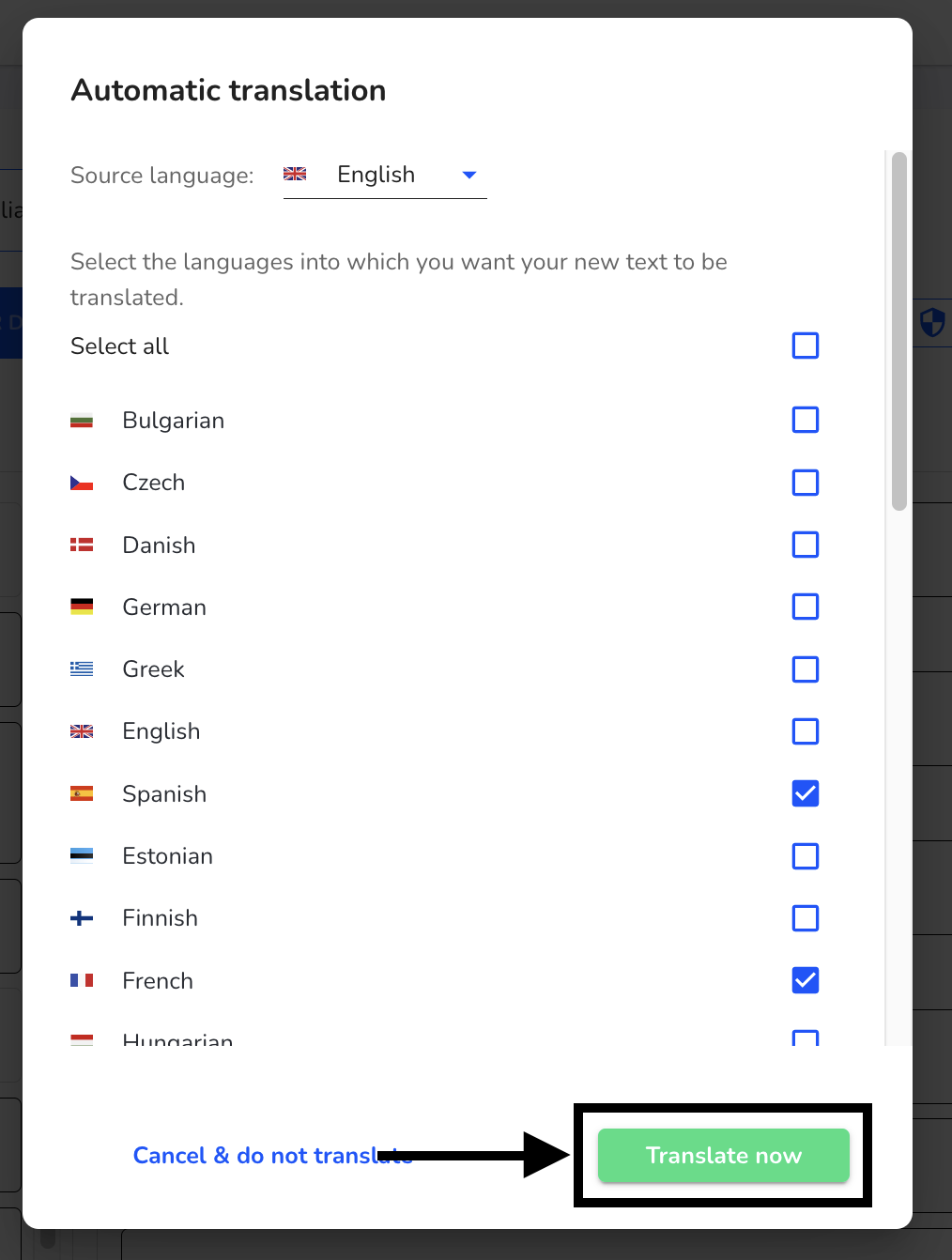 Translate now steps