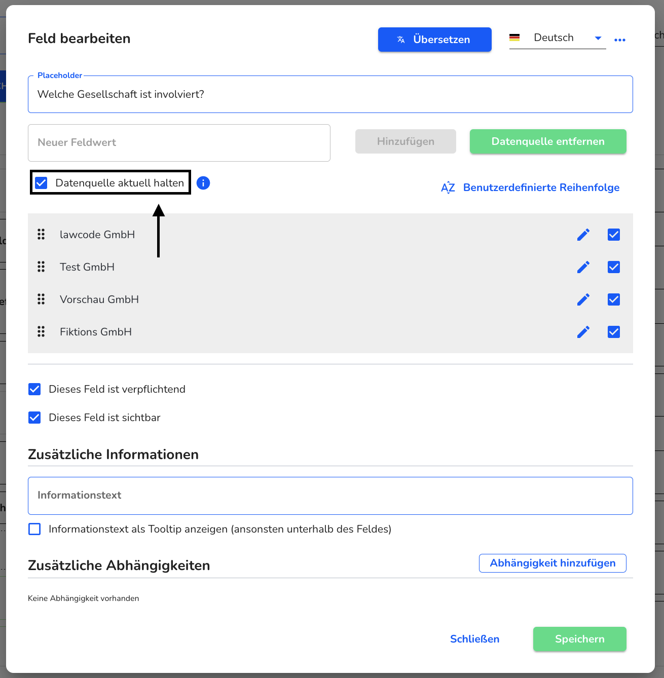 datenquelle aktuell halten