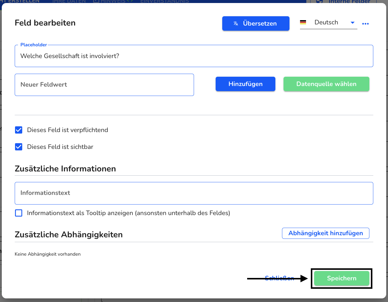 datenquelle entfernen speichern