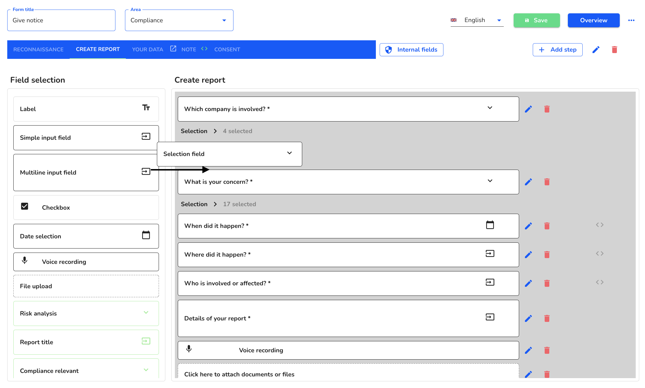 selection field data source