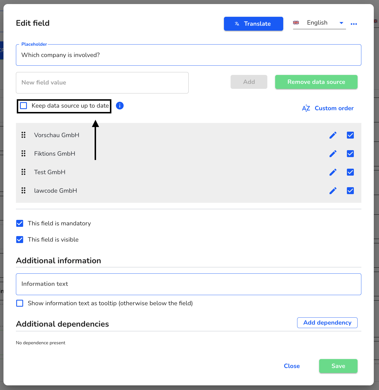 keep data source up to date