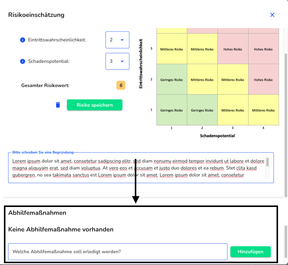 Abhilfemaßnahmen bei der Risikoeinschätzung