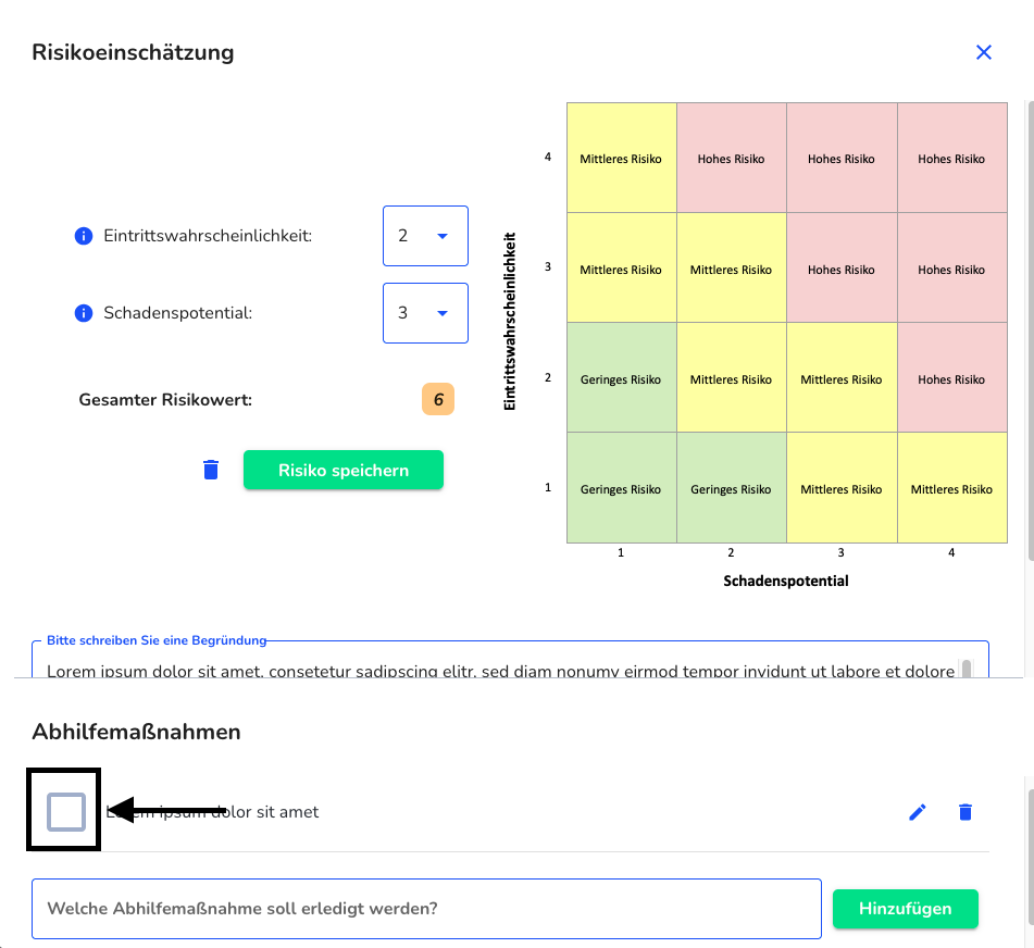 Abhilfemaßnahme als erledigt markieren