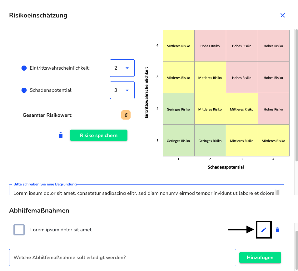 Abhilfemaßnahmen bearbeiten