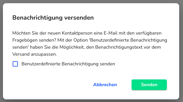 Benachrichtigung an Ansprechpartner senden