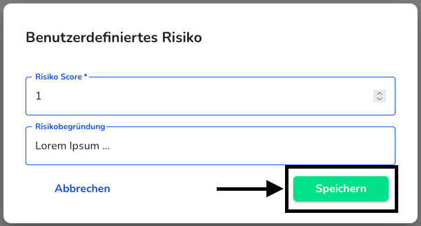 Benutzerdefiniertes Risiko Speichern