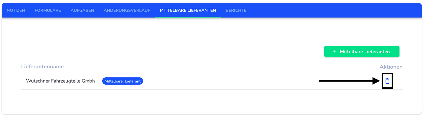 Mittelbarer Lieferant verknüpfung löschen