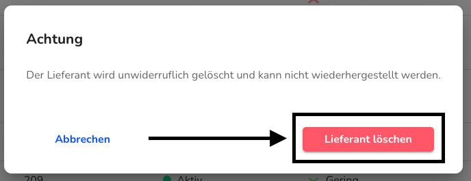Lieferant endgültig löschen