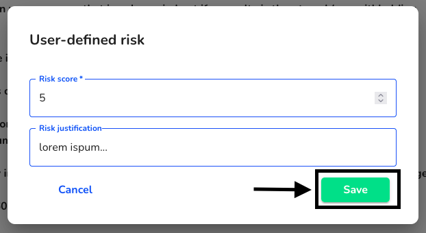 Save user-defined risk score