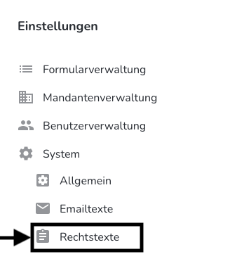 Navigation Rechtstexte