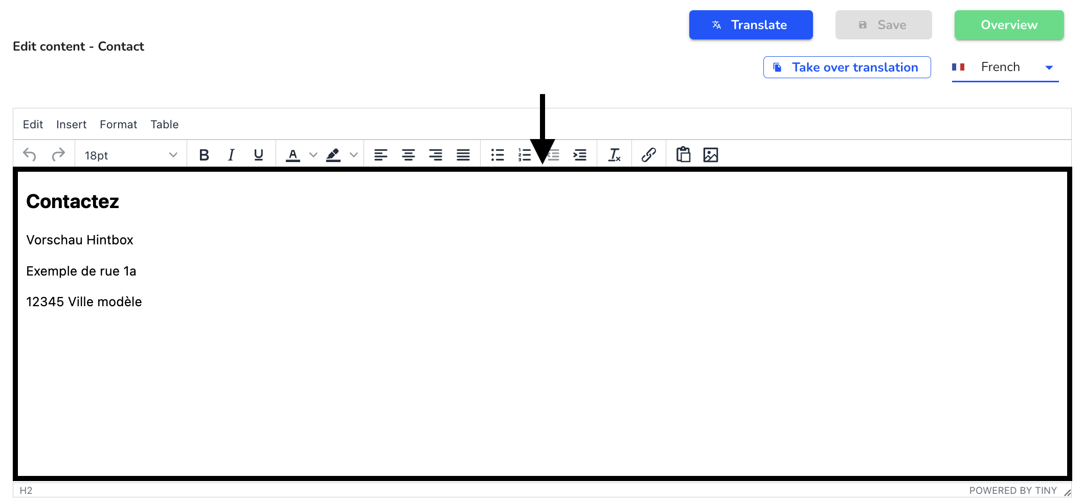 Change Language textfield