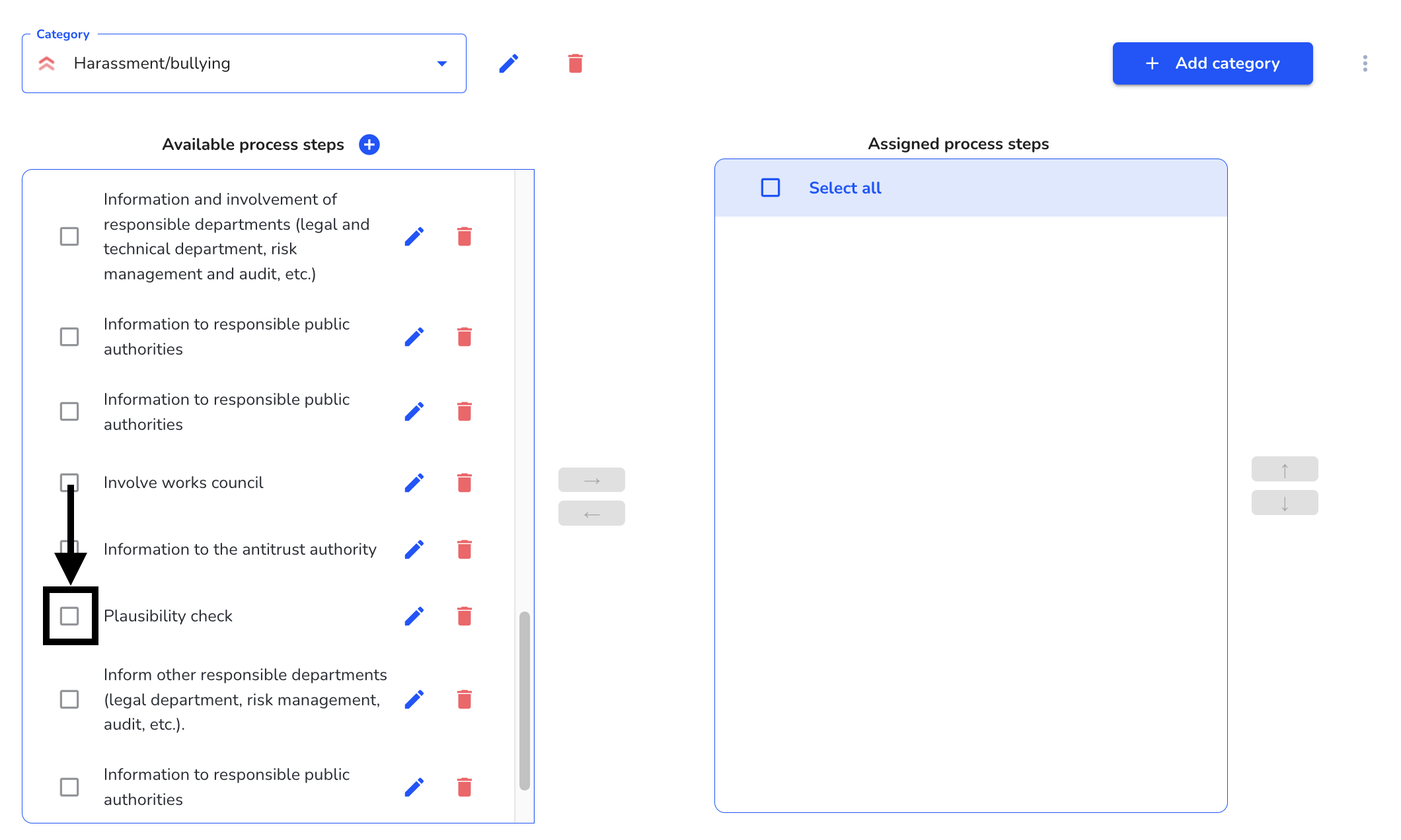 Choose a process step