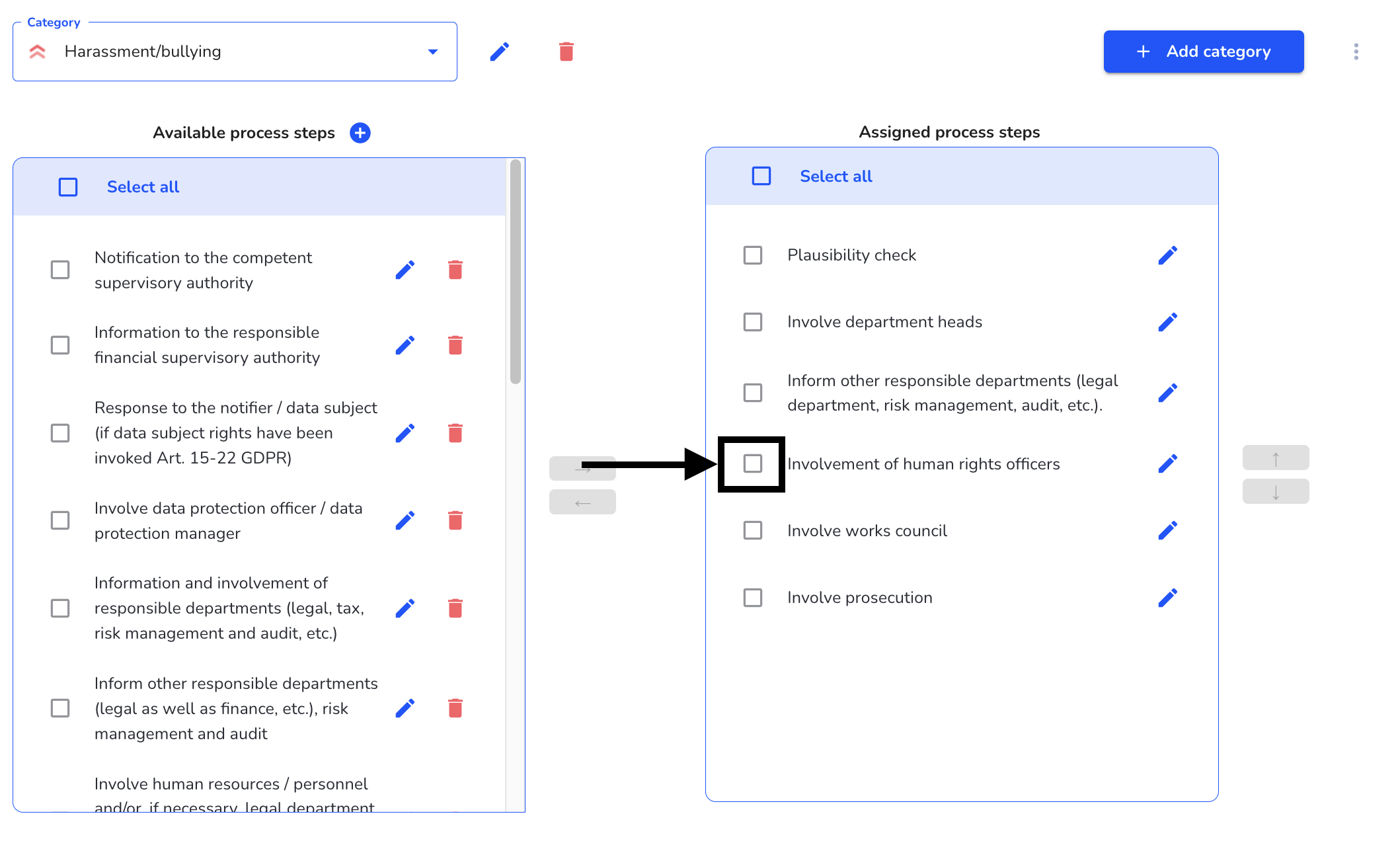 Choose removing process step