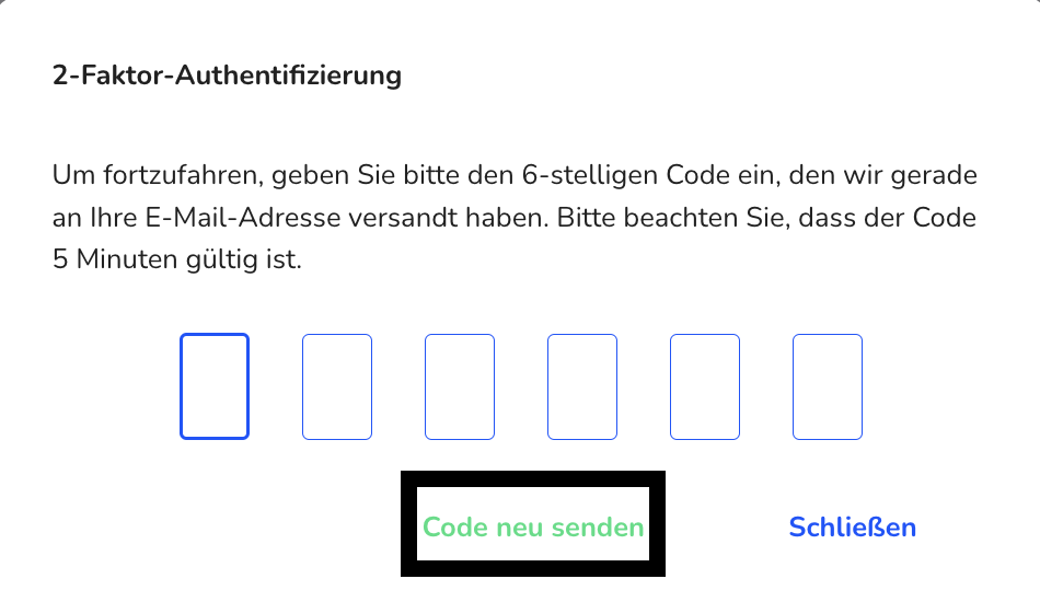 Code neu senden