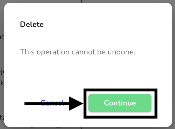 Confirm deletion