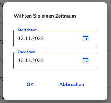 Dialog zur Auswahl der Zeiträume
