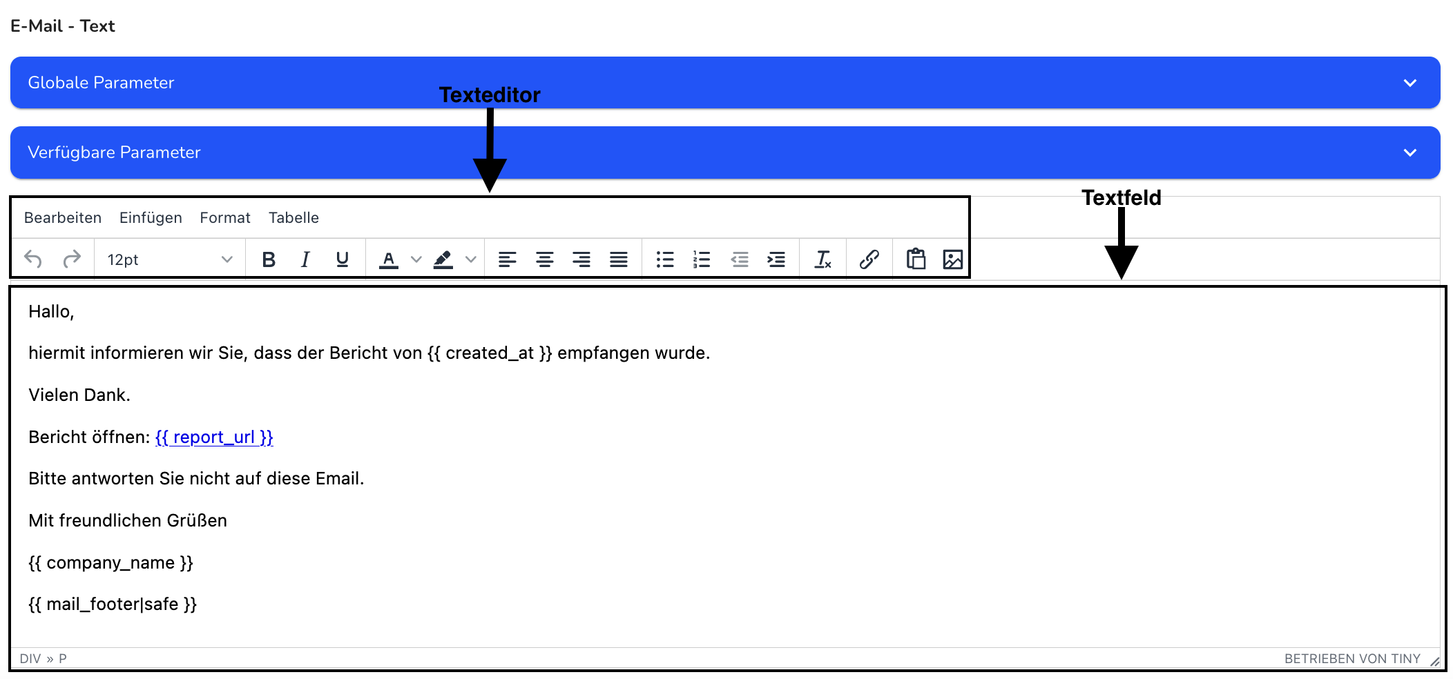 E-MailText bearbeiten