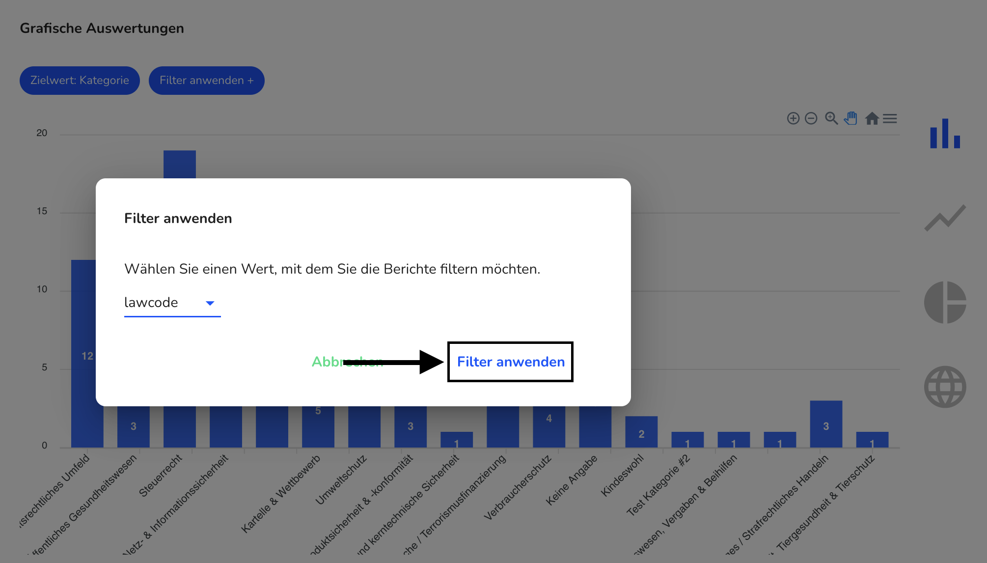 Filter ausgewählt bestätigen