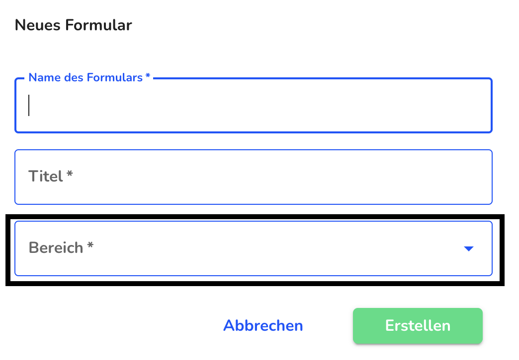 Formular Bereich