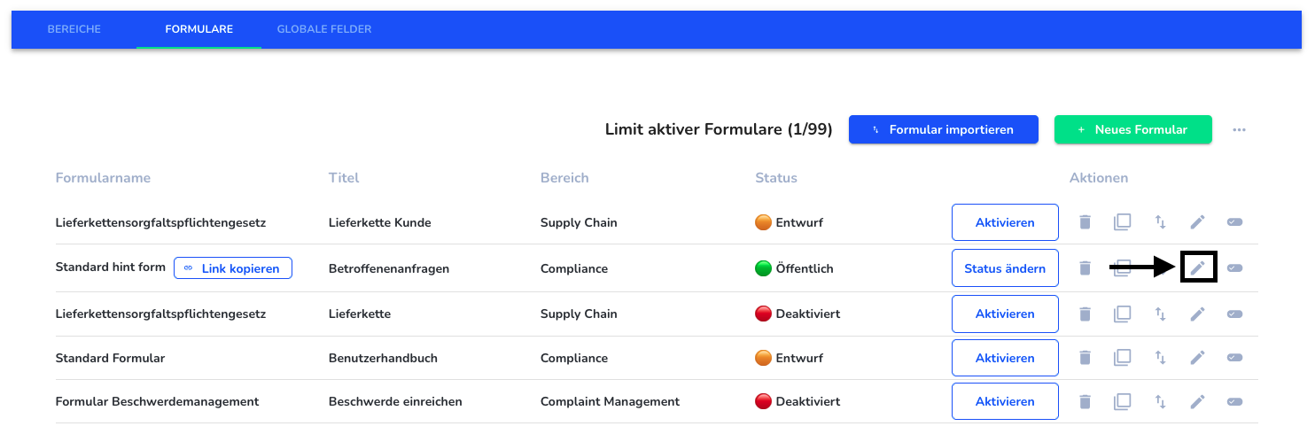 Formular bearbeiten