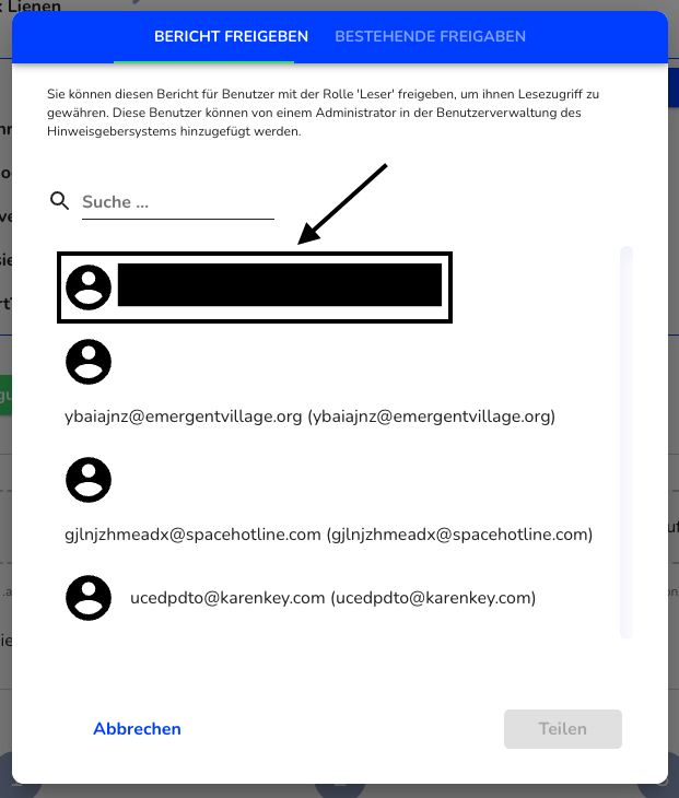 Freizugebende Person auswählen