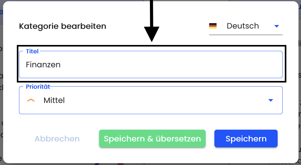 Kategorie bearbeiten Titel