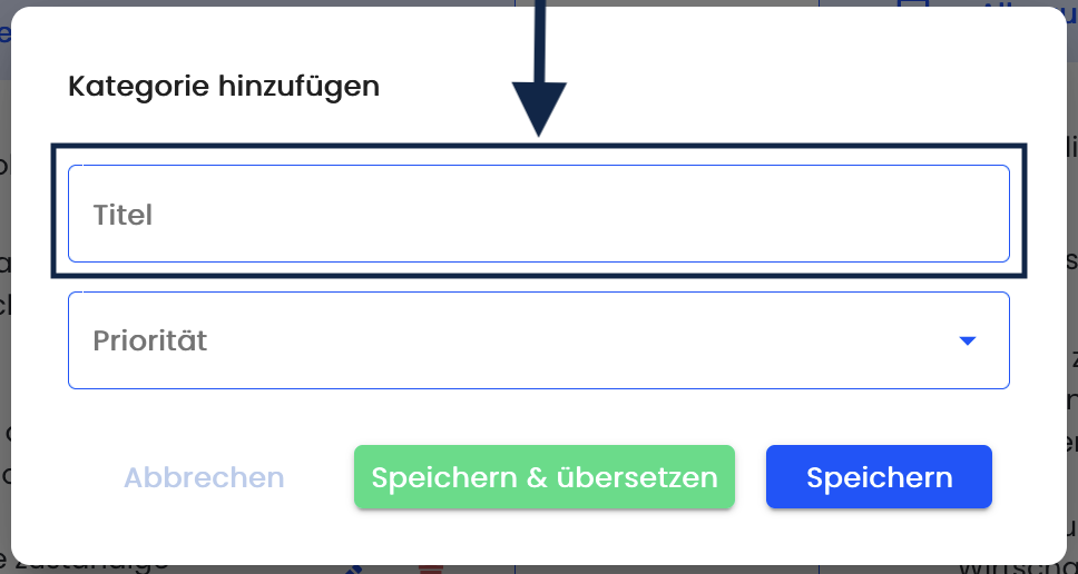 Kategorie hinzufügen Titel