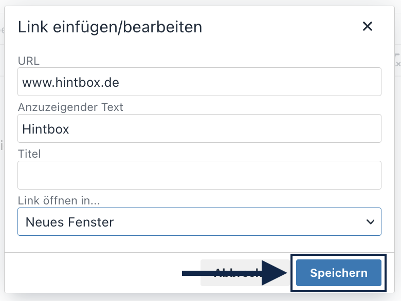 Link einfügen speichern