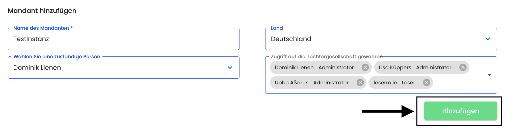 MandantenHinzufügen