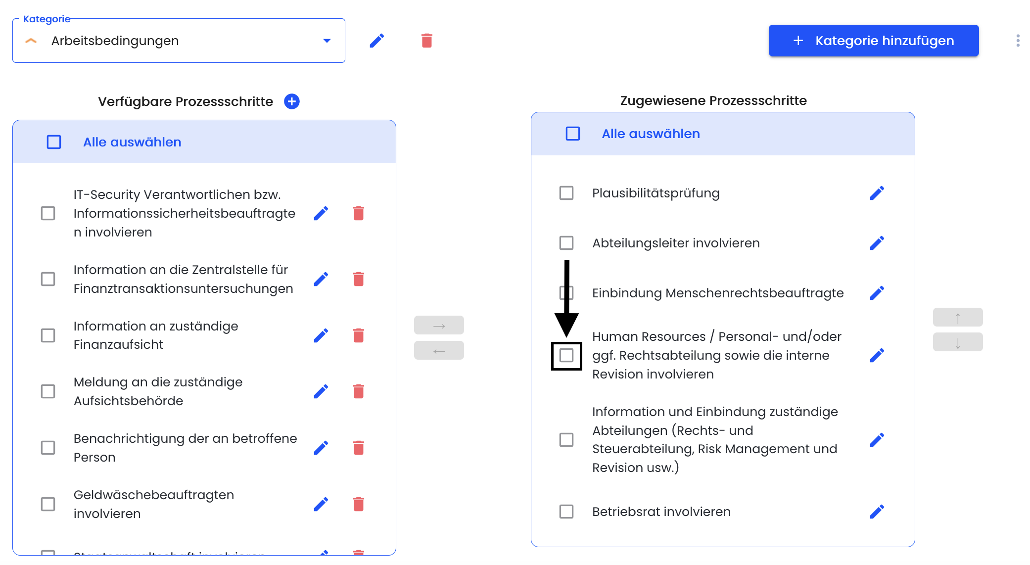 Prozessschritt entfernen