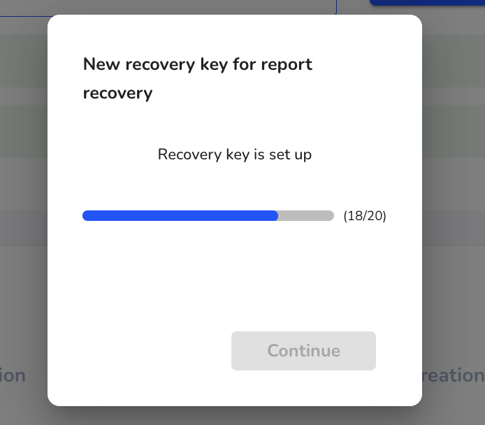 REcovery key set up