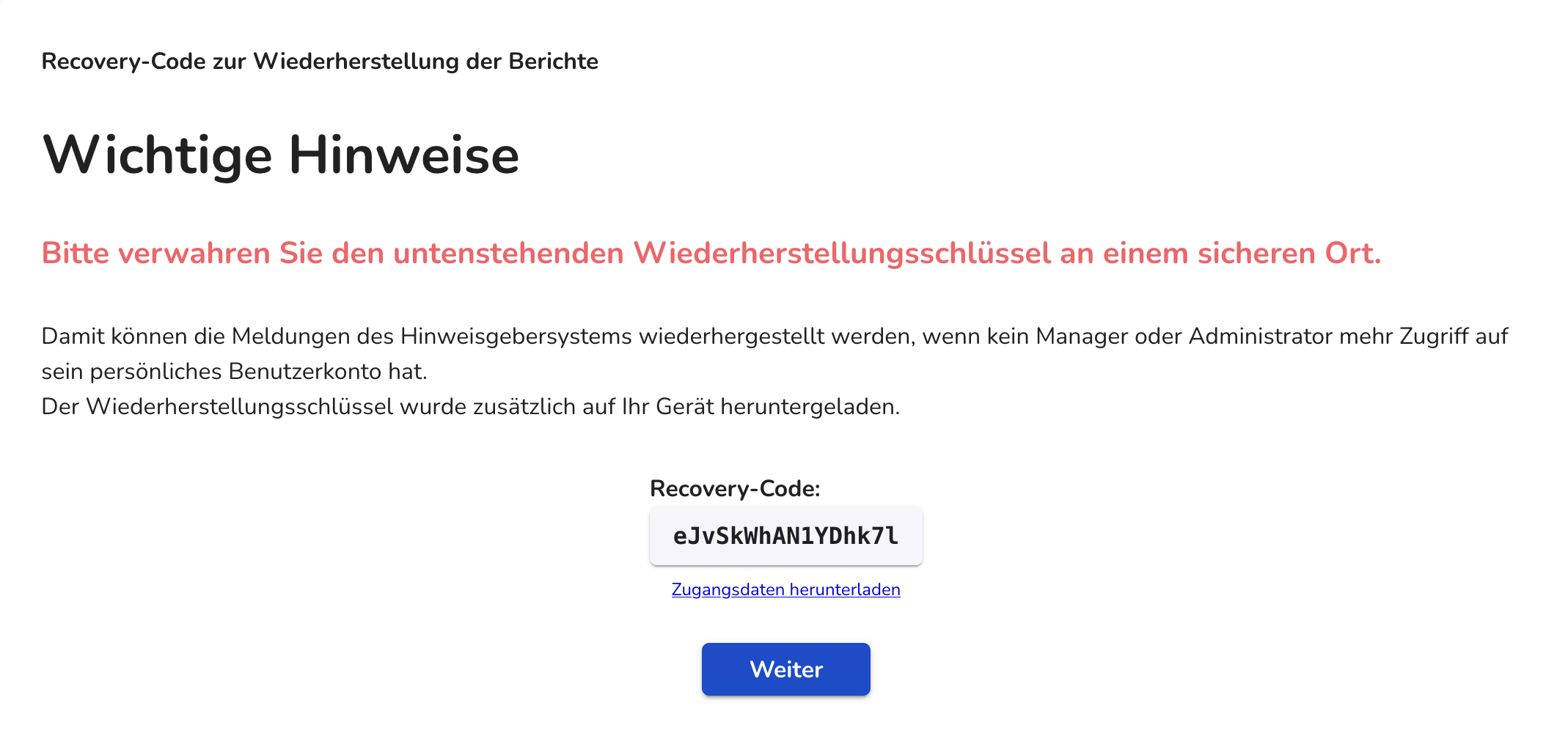 Recovery Code