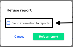 Refuse report send information