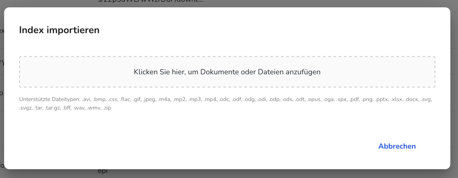 Index importieren