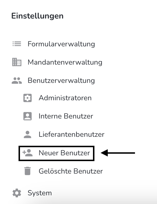 Neuer Benutzer Supply Chain