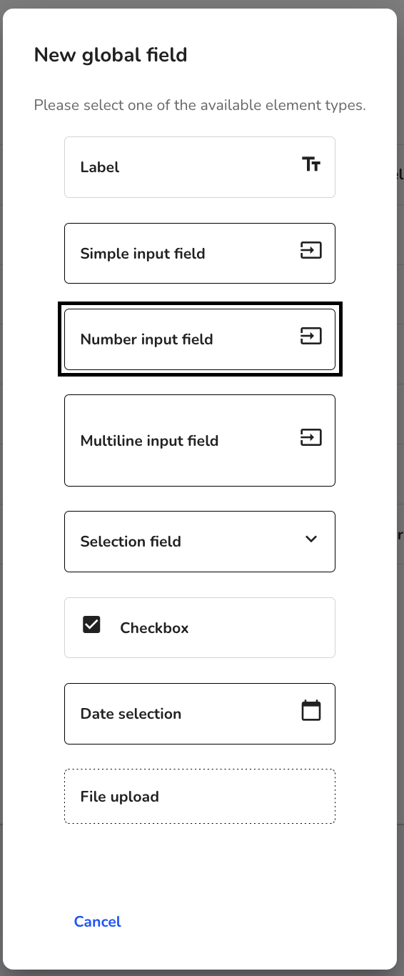 number input field