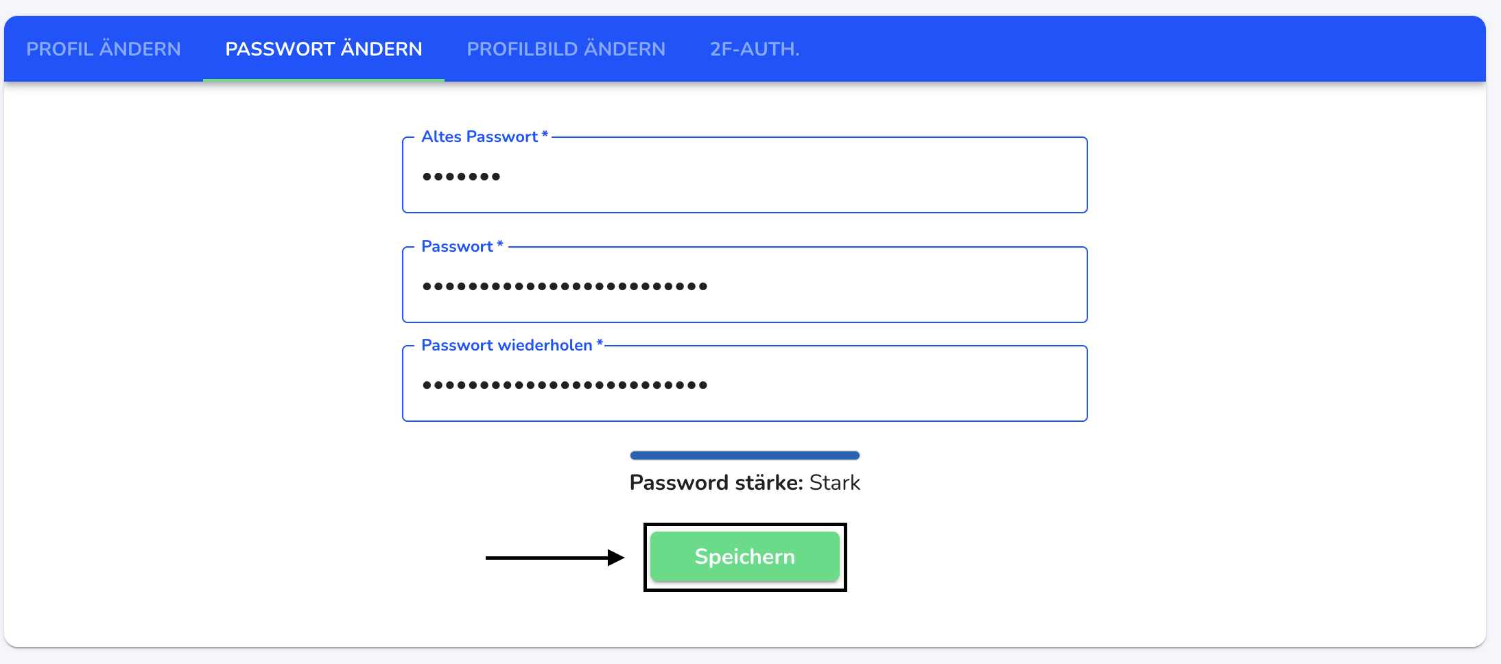 Passwort ändern speichern