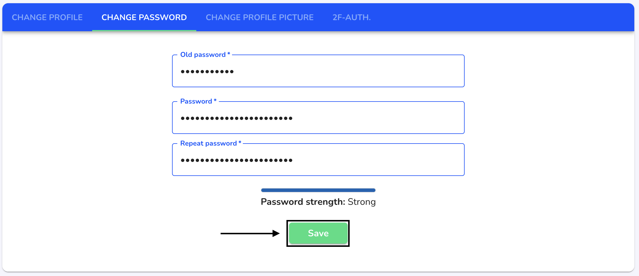 save new password