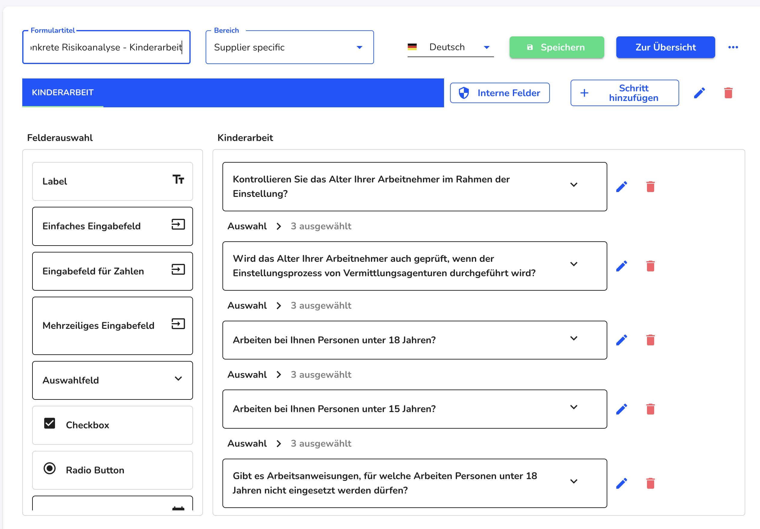 Formular Kinderarbeit